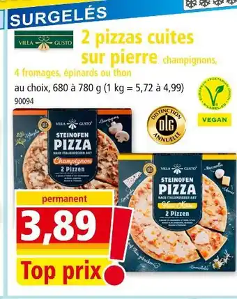 Norma Villa Gusto 2 pizzas cuites sur pierre offre