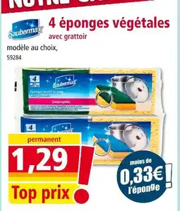 Norma SAUBERMAX 4 éponges végétales avec grattoir offre