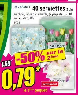 Norma DAUNASOFT 40 serviettes 2 plis offre