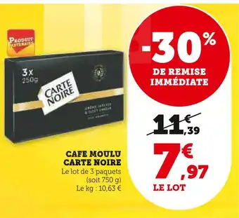 Super U CARTE NOIRE Cafe moulu offre