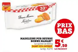 Super U BONNE MAMAN Madeleine pur beurre offre