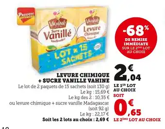 Super U Vahiné Levure Chimique + Sucre Vanille offre