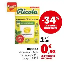 Super U Ricola Ricola Variétés au choix offre