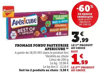 Super U APERICUBE Fromage fondu pasteurisé offre