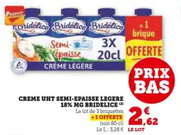 Super U BRIDELICE Creme uht semi-epaisse legere 18% mg offre