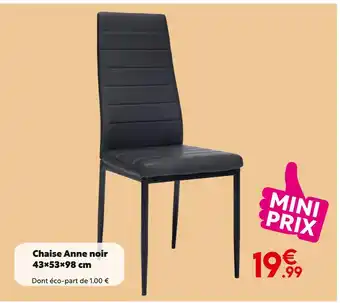 Maxi Bazar Chaise Anne noir offre