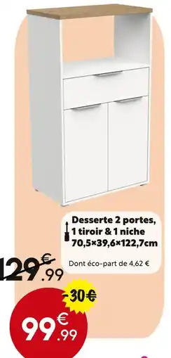 Maxi Bazar Desserte 2 portes, 1 tiroir & 1 niche 70,5x39,6x122,7cm offre