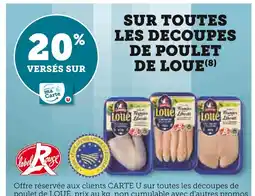 Super U de Loué 20% versés sur ma Carte U sur toutes les découpes de poulet de Loué offre