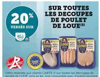 Super U de Loué 20% versés sur ma Carte U sur toutes les découpes de poulet de Loué offre