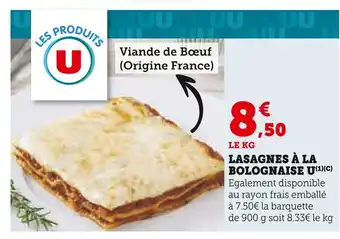 Super U U Lasagnes à la bolognaise offre