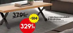 Maxi Bazar Table Basse avec pieds X 130×68×54cm offre