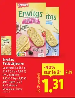 Lidl SONDEY Envitas Petit déjeuner offre