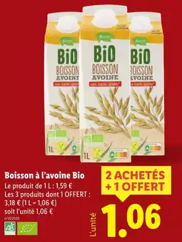 Lidl VEMONDO Boisson à l'avoine Bio offre