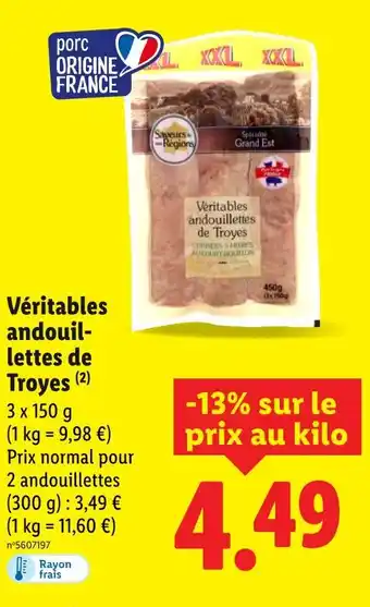 Lidl SAVEURS DE NOS RÉGIONS Véritables andouillettes de troyes offre