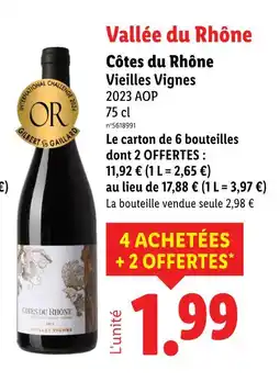 Lidl Côtes du Rhône Vieilles Vignes 2023 AOP offre