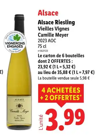 Lidl Camille Meyer Alsace Riesling Vieilles Vignes 2023 AOC offre