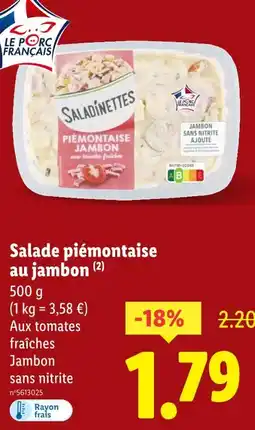 Lidl Saladinettes Salade piémontaise au jambon offre