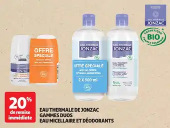 Auchan Eau thermale de jonzac gammes duos eau micellaire et déodorants offre