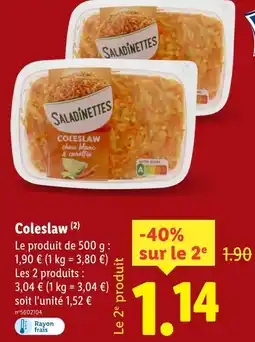 Lidl Saladinettes Coleslaw offre