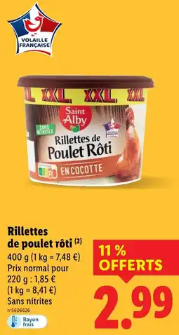 Lidl Saint Alby Rillettes de poulet rôti offre