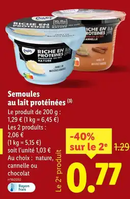 Lidl ENVIA Semoules au lait protéinées offre