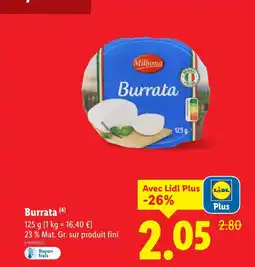 Lidl MILBONA Burrata offre