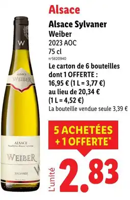 Lidl Weiber Alsace Sylvaner 2023 AOC offre