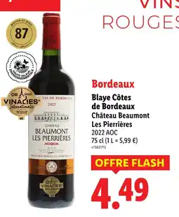 Lidl CHATEAU BEAUMONT Blaye côtes de bordeaux offre