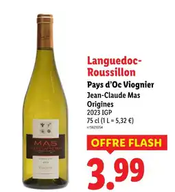 Lidl Pays d'Oc Viognier Origines Jean-Claude Mas offre