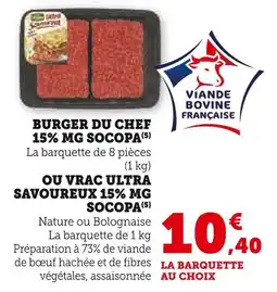 U Express SOCOPA Burger du chef 15% offre