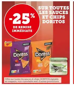 U Express DORITOS -25% de remise immédiate sur toutes les sauces et chips doritos offre