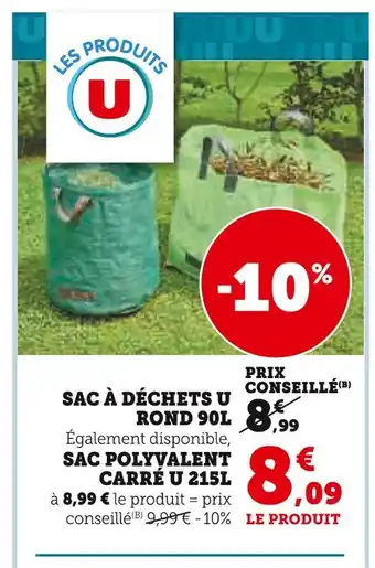 Super U U Sac à déchets u rond 90l offre