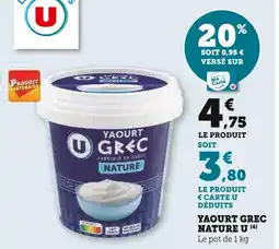 U Express U Yaourt Grec Nature offre