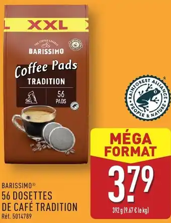 ALDI Barissimo 56 dosettes de café tradition offre