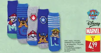 ALDI Disney, marvel, paw patrol chaussettes licence offre