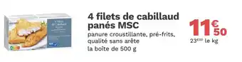 Picard 4 filets de cabillaud panés MSC offre