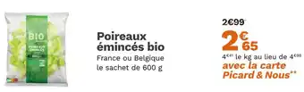 Picard Poireaux émincés bio offre