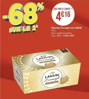 Casino Supermarchés Chocolat L'Escargot lait offre