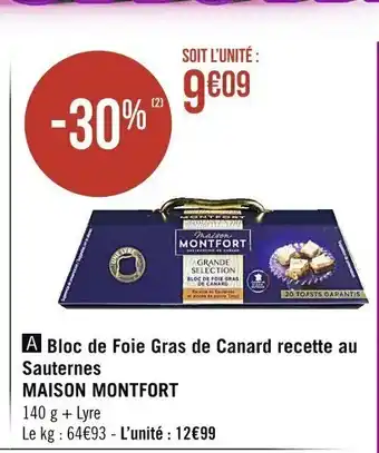 Casino Supermarchés Bloc de Foie Gras de Canard Recette Au Sauternes offre