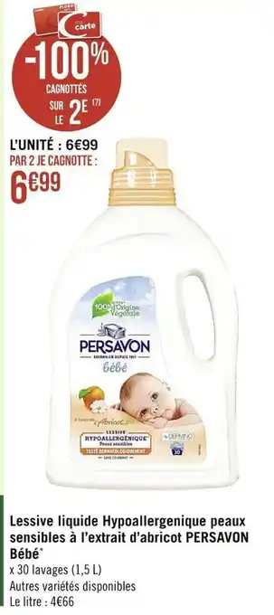 Casino Supermarchés Lessive Liquide Hypoallergenique Peaux offre