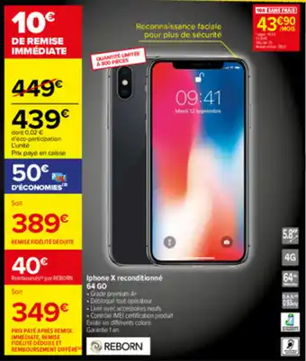 Carrefour Iphone X Reconditionné offre