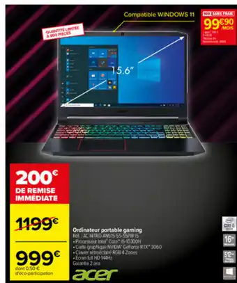 Carrefour Ordinateur Portable Gaming offre