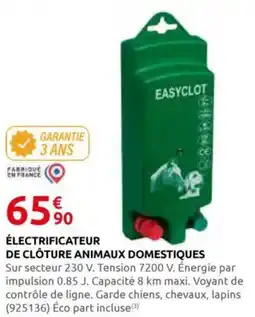 Rural Master EASYCLOT Électrificateur de clôture animaux domestiques offre