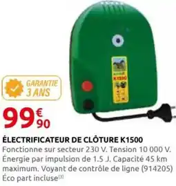 Rural Master Électrificateur de clôture k1500 offre