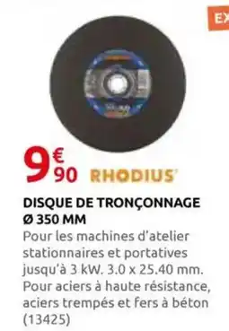 Rural Master RHODIUS Disque de tronçonnage ø 350 mm offre