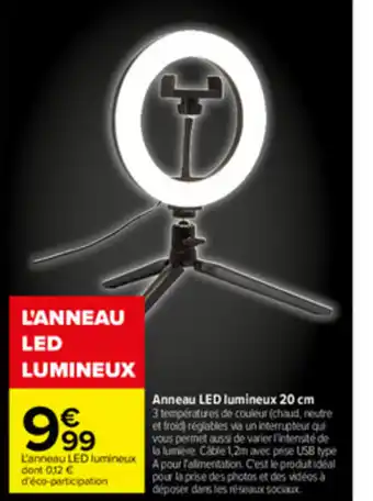 Carrefour Anneau LED Lumineux 20cm offre