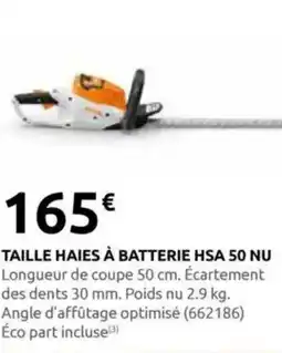 Rural Master Taille haies à batterie hsa 50 nu offre