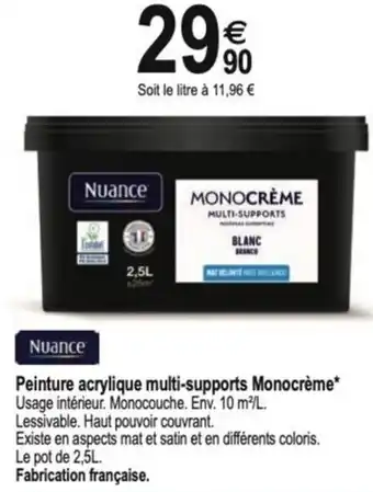 Tridôme NUANCE Peinture acrylique multi-supports Monocrème offre