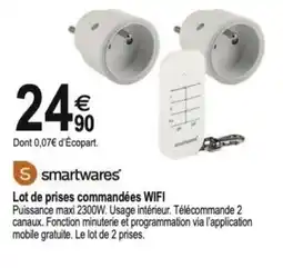 Tridôme SMARTWARES Lot de prises commandées WIFI offre