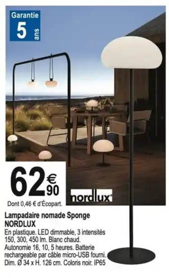 Tridôme NORDLUX Lampadaire nomade Sponge offre